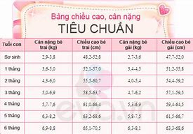 Bảng Tiêu Chuẩn Cân Nặng